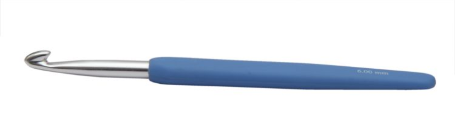 Алюминиевый крючок KnitPro Waves с мягкой ручкой. 6 мм. Арт.30913