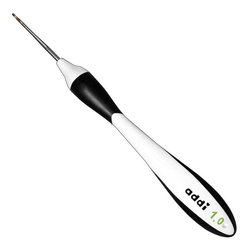 Крючок вязальный с эргономичной пластиковой ручкой Аddi Swing черный 16 см, №1,25