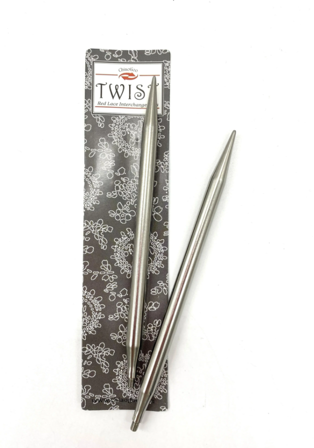 Съемные металлические спицы без лески ChiaoGoo TWIST Lace Tips, длина спицы 13 см, размер 7 мм