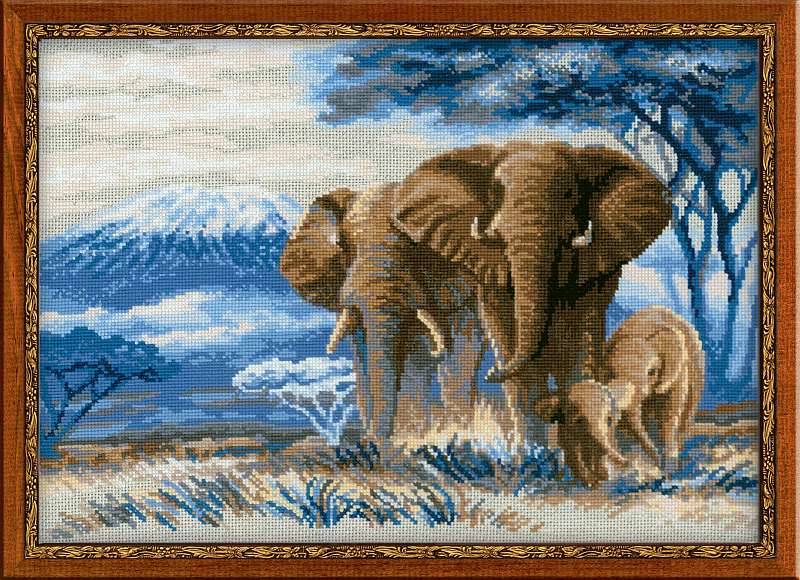 Набор для вышивания крестом «Слоны в саванне» (1144) 40х30см