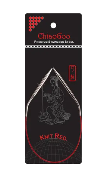 Круговые металлические спицы ChiaoGoo SS Knit red (изогнутое соединение), 30 см