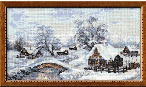 Набор для вышивания RIOLIS PREMIUM «Зимняя деревня» (100/002) 42х23см