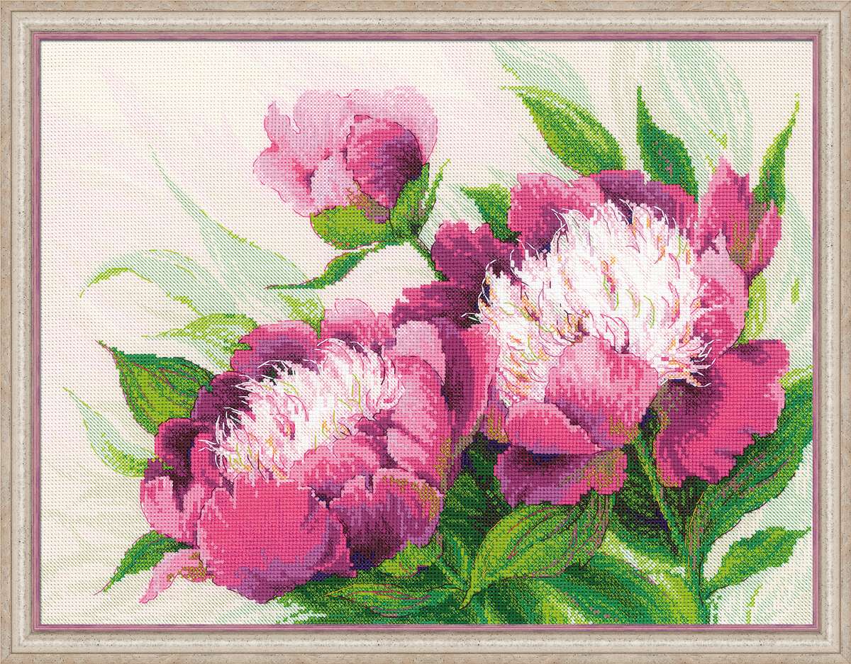 Набор для вышивания RIOLIS PREMIUM «Розовые пионы» (100/039) 40х30см